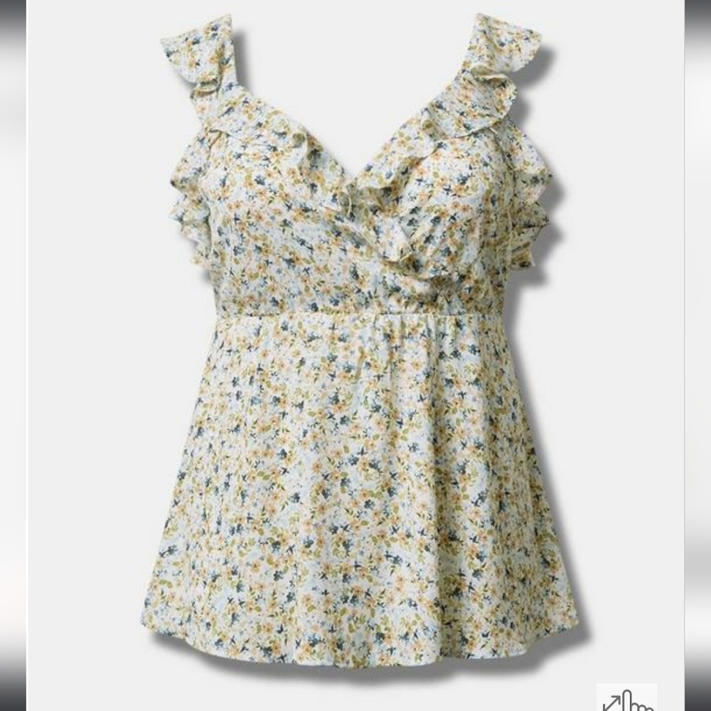 Ruffle floral tank